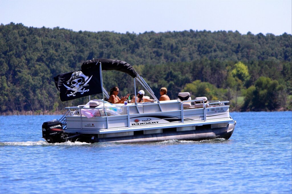 A Pontoon Boat On Lake Blue Ridge