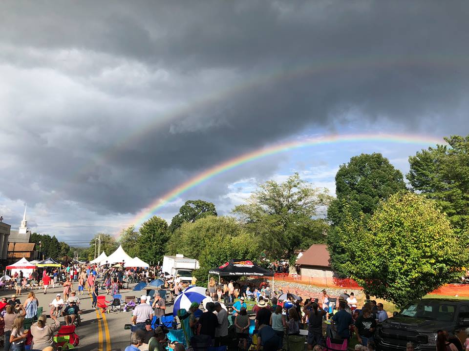 Rainbow Above Blue Ridge Blues and BBQ Festival Tents
