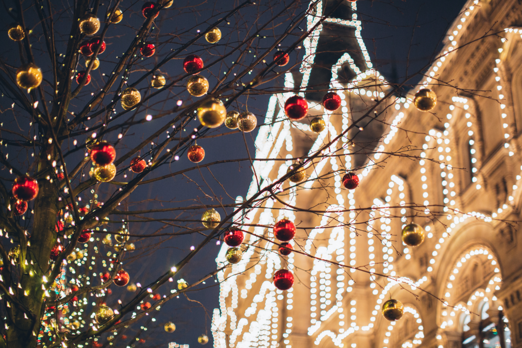 Photo of Christmas Baubles on Tree Branches