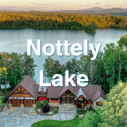 Nottely Lake Georgia with white text Nottely Lake